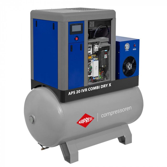 Compressor de parafuso APS 20 IVR Combi Dry X 10 bar 20 CV/15 kW 410-2000 l/min 500 l