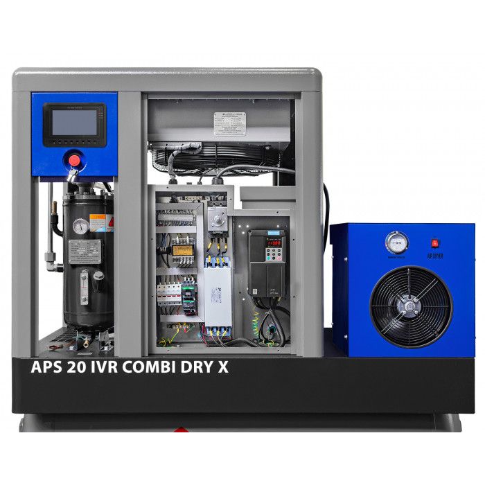 Compressor de parafuso APS 20 IVR Combi Dry X 10 bar 20 CV/15 kW 410-2000 l/min 500 l