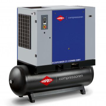 Compressor de parafuso EcoPower 20B Combi Dry 10 bar 20 CV/15 kW 2310 l/min 500 l Compressor de parafuso EcoPower 20B Combi Dry 10 bar 20 CV/15 kW 2310 l/min 500 l